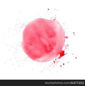 Red round watercolor vector texture isolated on a white background. Red round watercolor vector texture