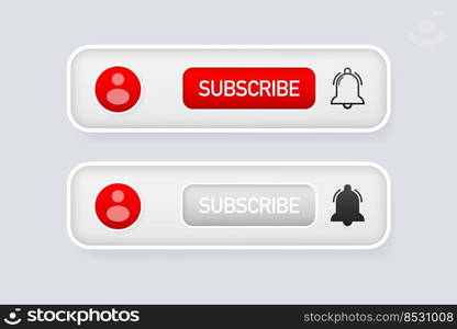 Red rounded subscribe button on white background.. Red rounded subscribe button on white background