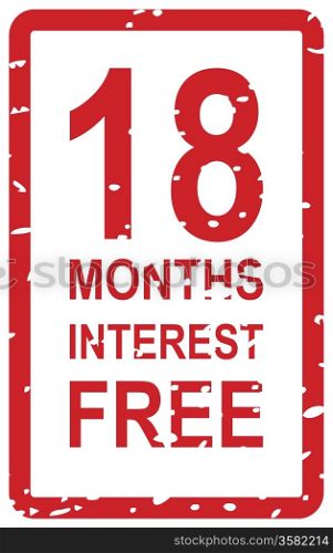 Red rubber stamp vector for 18 months interest free business concept
