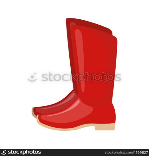 Red Russian boots icon in flat style isolated on white background. National Russian costume. Shoes with heels. Symbol of the holiday Shrovetide or Maslenitsa. Vector illustration.. Red Russian traditional boots icon in flat style isolated on white background.