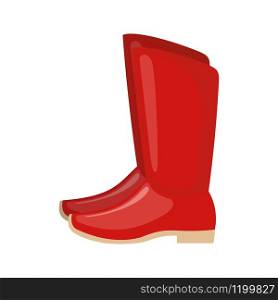 Red Russian boots icon in flat style isolated on white background. National Russian costume. Shoes with heels. Symbol of the holiday Shrovetide or Maslenitsa. Vector illustration.. Red Russian traditional boots icon in flat style isolated on white background.