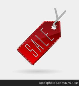 red sale tag isolated on white discount promotion vector illustration