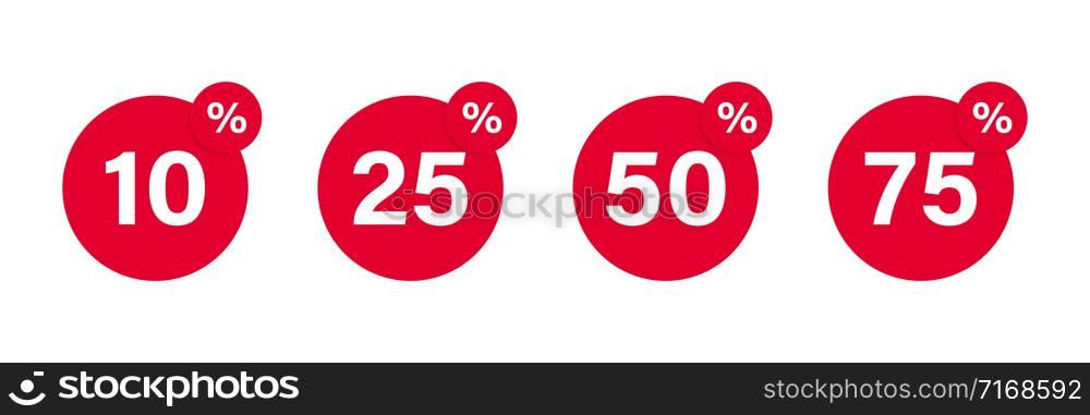 Red sale tags discount vector isolated elements. Sale, price tag. Off sale discount banner. Special offer sale red label. EPS 10