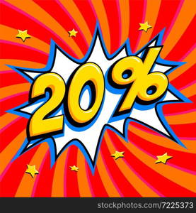 Red sale web banner. Sale twenty percent 20 off on a Comics pop-art style bang shape on red twisted background. Big sale background. Pop art comic sale discount promotion banner. Seasonal discounts, Black Friday, the interest rate, etc. Perfect for tags banners and stickers. Vector illustration. Red sale web banner. Sale twenty percent 20 off on a Comics pop-art style bang shape on red twisted background. Big sale background. Pop art comic sale discount promotion banner. Seasonal discounts, Black Friday, the interest rate, etc. Perfect for tags banners and stickers.