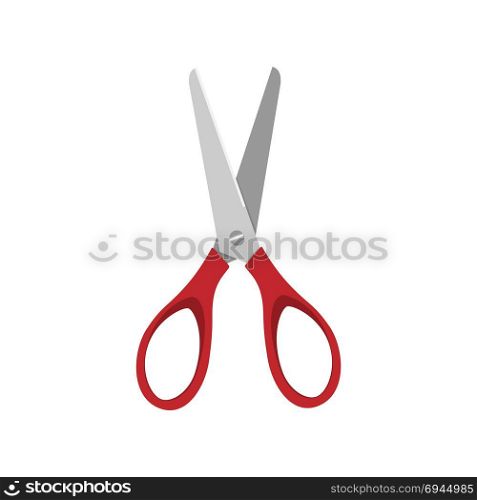 Red scissors on a white background. Vector illustration
