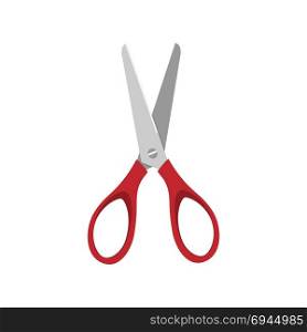 Red scissors on a white background. Vector illustration