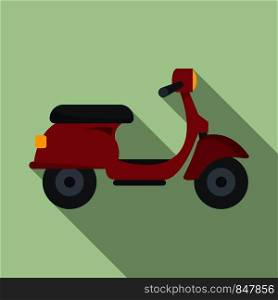 Red scooter delivery icon. Flat illustration of red scooter delivery vector icon for web design. Red scooter delivery icon, flat style