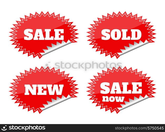 Red seals sticker with sale text on white background