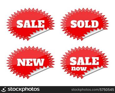 Red seals sticker with sale text on white background