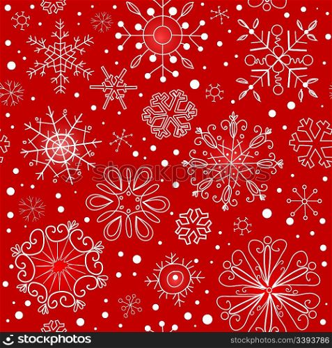 Red seamless ornament with snowflakes