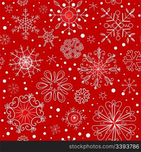 Red seamless ornament with snowflakes