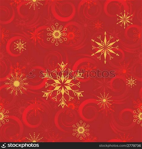 Red seamless pattern from snowflakes(can be repeated and scaled in any size)