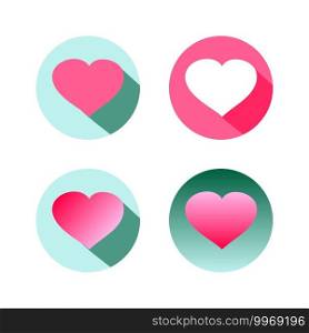 Red shape heart icon symbol graphic design flat, valentine sign isolated on white background vector illustration set