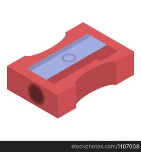 Red sharpener icon. Isometric of red sharpener vector icon for web design isolated on white background. Red sharpener icon, isometric style