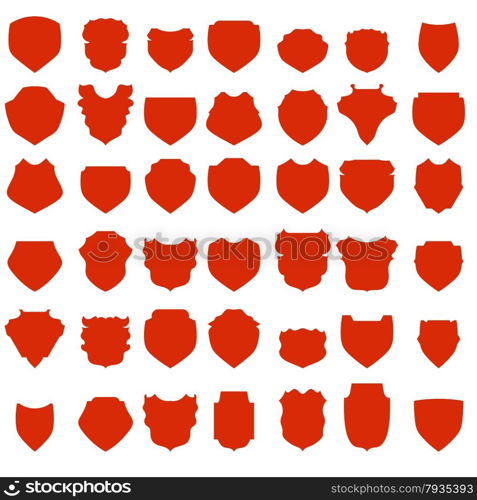 Red Shields Collection Isolated on White Background.. Red Shields