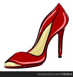 Red shoe with high heel, illustration, vector on white background