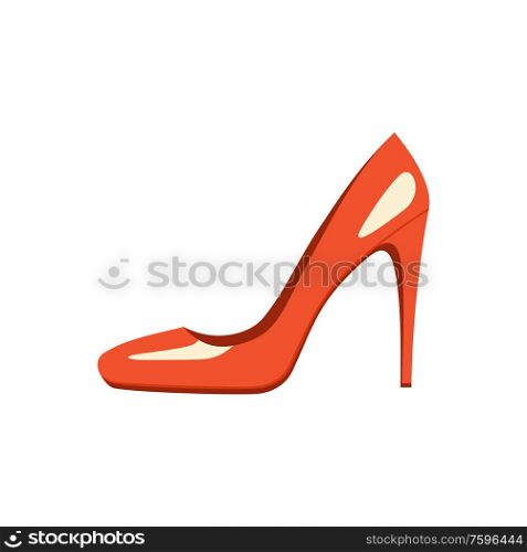 Red shoes isolated on a white background. Fashionable women&rsquo;s shoes. Vector flat illustration.