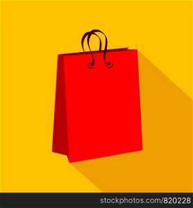 red shopping bag icon over orange background. colorful design. vector illustration