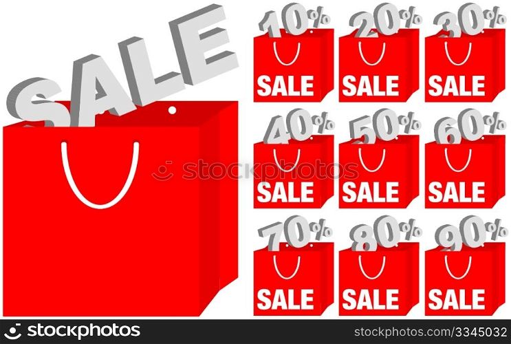 Red Shopping Bags - Set of different sale icons