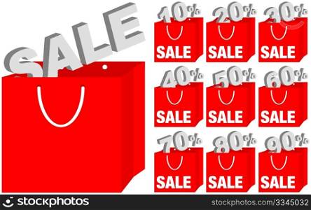 Red Shopping Bags - Set of different sale icons