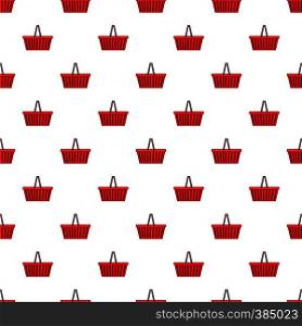 Red shopping basket pattern. Cartoon illustration of red shopping basket vector pattern for web. Red shopping basket pattern, cartoon style