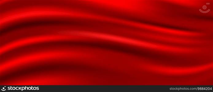 Red Silk Fabric Abstract Background, Vector Illustration