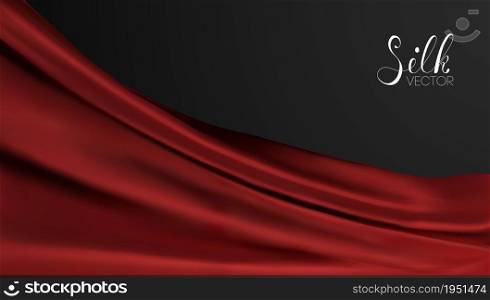 Red silk on black background. Luxury background template vector illustration. Award nomination design element.. Red silk on black background. Luxury background template vector illustration. Award nomination design element. Red Fashion Background.