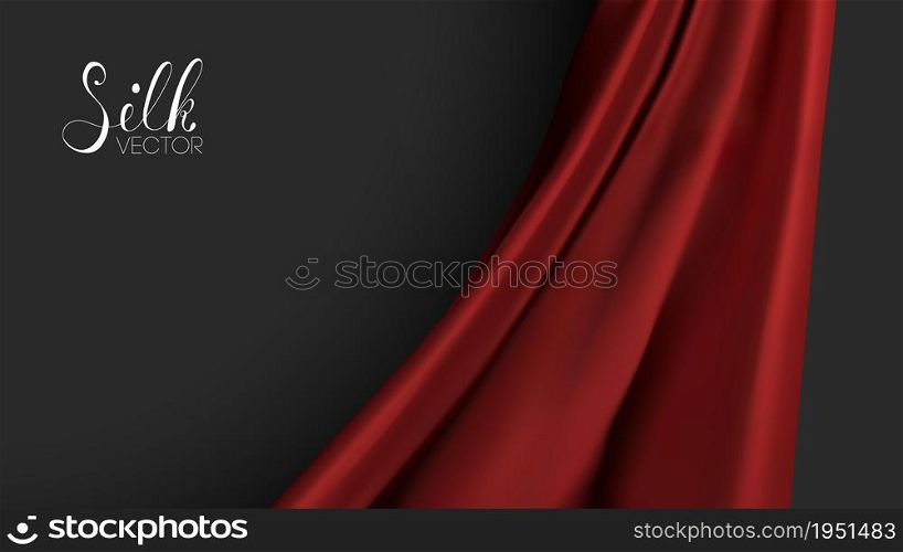 Red silk on black background. Luxury background template vector illustration. Award nomination design element.. Luxury background template vector illustration. Red silk texture. Award nomination design element. Red Fashion Background.