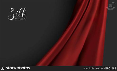 Red silk on black background. Luxury background template vector illustration. Award nomination design element.. Luxury background template vector illustration. Red silk texture. Award nomination design element. Red Fashion Background.