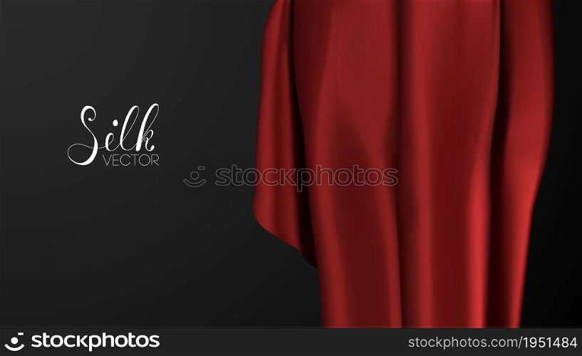 Red silk on black background. Luxury background template vector illustration. Award nomination design element.. Red Fashion Background. Luxury background template vector illustration. Award nomination design element. Red silk on black background.