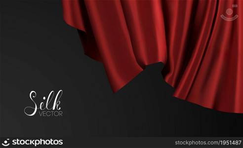 Red silk on black background. Luxury background template vector illustration. Award nomination design element.. Award nomination design element. Red silk on black background. Luxury background template vector illustration. Red Fashion Background.