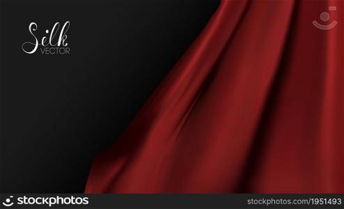 Red silk on black background. Luxury background template vector illustration. Award nomination design element.. Vector illustration design. Red silk on black background. Luxury background template vector illustration. Award nomination design element. Red Fashion Background.