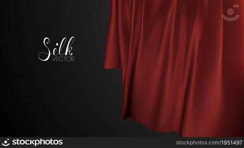 Red silk on black background. Luxury background template vector illustration. Award nomination design element.. Fabric pattern design. Red silk on black background. Luxury background template vector illustration. Award nomination design element. Red Fashion Background.