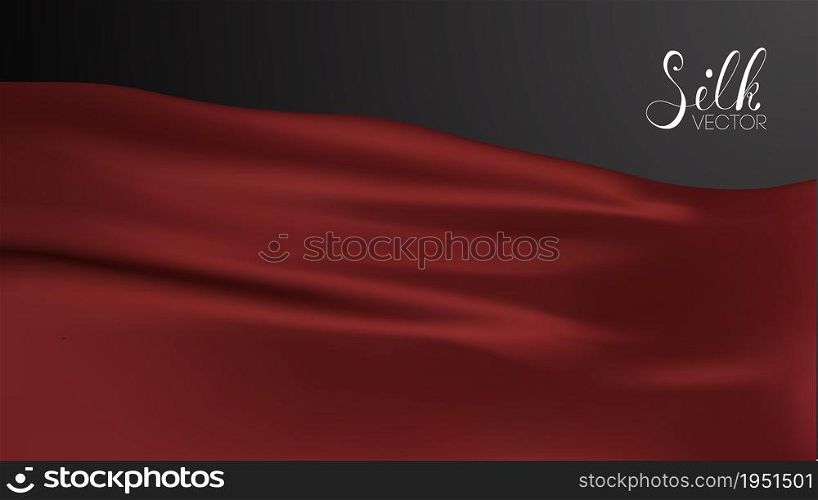 Red silk on black background. Luxury background template vector illustration. Award nomination design element.. Luxury vector illustration. Red silk on black background. Luxury background template vector illustration. Award nomination design element. Red Fashion Background.