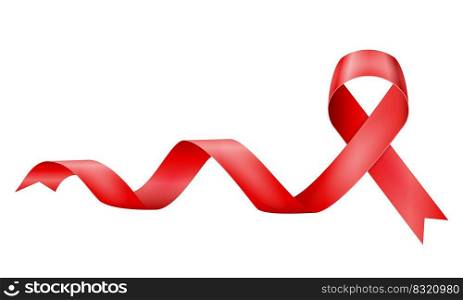 red silk shiny ribbon in support of aids disease vector illustration isolated on white background