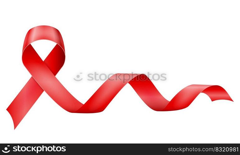 red silk shiny ribbon in support of aids disease vector illustration isolated on white background