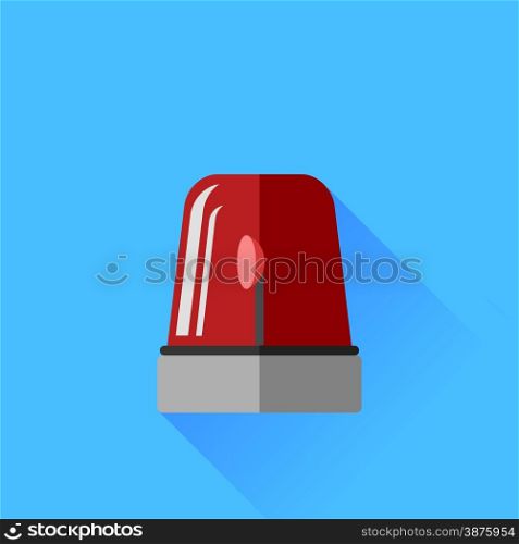 Red Siren Icon Isolated on Blue Background. Red Siren Icon