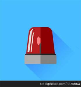 Red Siren Icon Isolated on Blue Background. Red Siren Icon