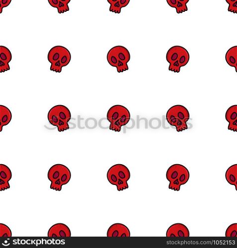Red skull halloween seamless pattern for celebration design. Funny holiday background. Spooky vector wallpaper.. Red skull halloween seamless pattern
