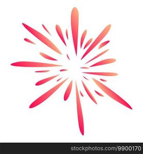 Red sky firework icon. Cartoon of red sky firework vector icon for web design isolated on white background. Red sky firework icon, cartoon style