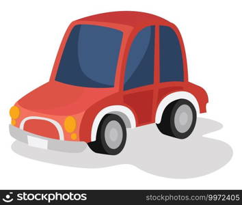 Red small car, illustration, vector on white background