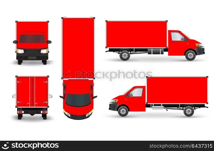 Red Small truck. Silhouette.