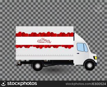 Red Small truck. Silhouette. Vector Illustration EPS10. Red Small truck. Silhouette. Vector Illustration.
