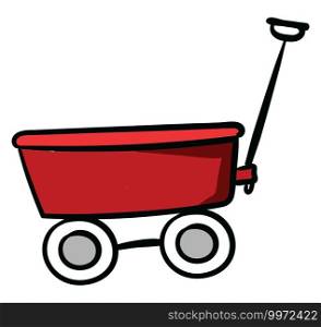 Red small wagon, illustration, vector on white background