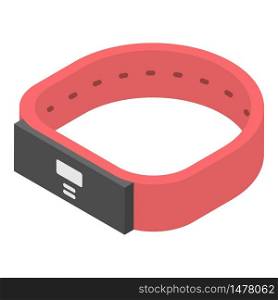 Red smart bracelet icon. Isometric of red smart bracelet vector icon for web design isolated on white background. Red smart bracelet icon, isometric style