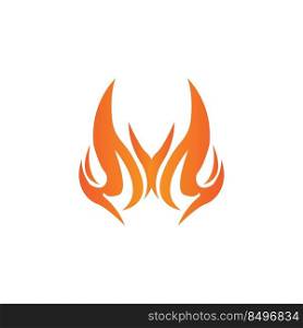 red smoldering fire icon vector logo, classic retro design