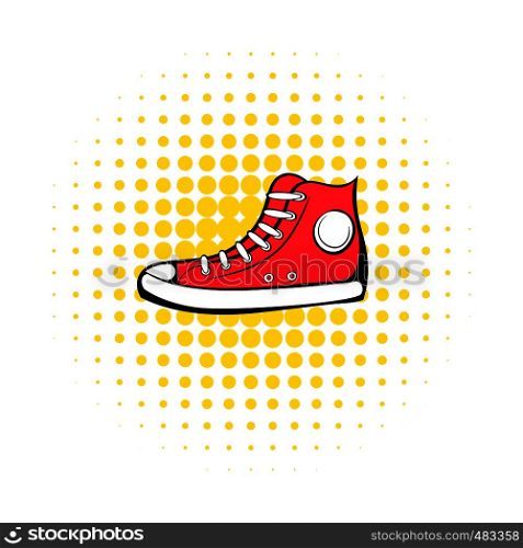 Red sneaker comics icon. Hipster symbol on a white background. Red sneaker comics icon