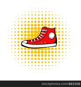 Red sneaker comics icon. Hipster symbol on a white background. Red sneaker comics icon