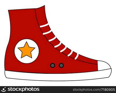 Red sneakers, illustration, vector on white background