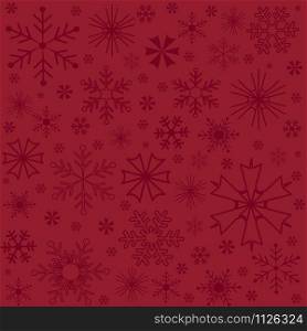Red snowflakes texture. Vector seamless pattern